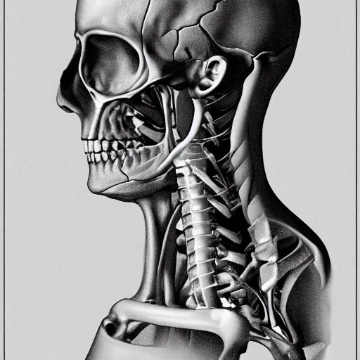 Image similar to anatomical drawing of a person whos bones were replaced with computronium