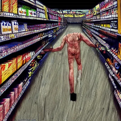 Prompt: a fallen angel stands at the checkout in the supermarket, digital art, by enki Bilal, hyper realistic