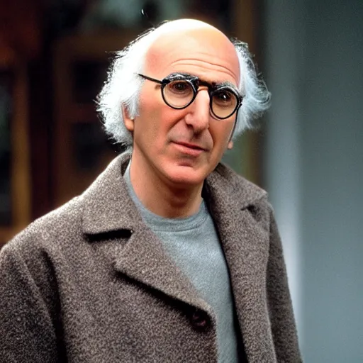 Image similar to larry david dressed like a wizard cinematic 3 5 mm realistic