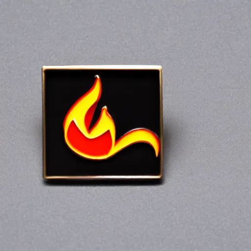 Image similar to a photo of a retro 1 9 8 0 s minimalistic clean fire flames warning enamel pin, studio lighting, behance