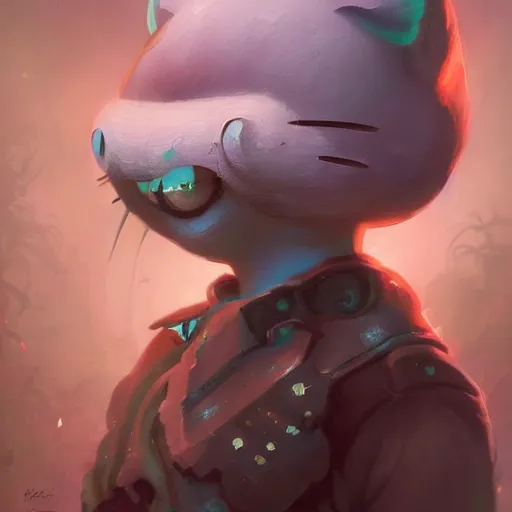 Image similar to portrait of a hello kitty, concept art by pete mohrbacher and seb mckinnon and beksinski and josan gonzales, digital art, highly detailed, intricate, sci-fi, sharp focus, Trending on Artstation HQ, deviantart, unreal engine 5, 4K UHD image