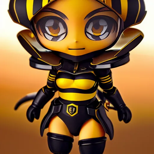 Image similar to closeup painting of cute bee nendoroid with themed armor, portrait, hyperdetailed, artstation, cgsociety, 8 k, by tangerine dream