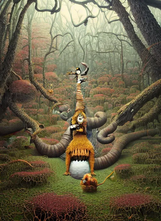 Image similar to hyper detailed 3d render like a Oil painting - where the wild things are by Jacek Yerka, Mariusz Lewandowski, Houdini algorithmic generative render, Abstract brush strokes, Masterpiece, Edward Hopper and James Gilleard, Zdzislaw Beksinski, Mark Ryden, Wolfgang Lettl, hints of Yayoi Kasuma, octane render, 8k