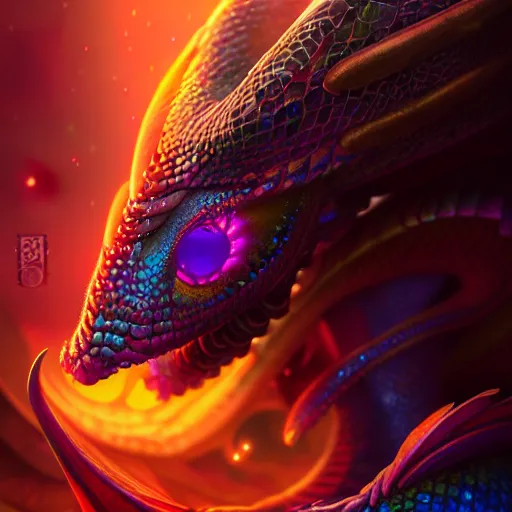 Prompt: beautiful colorful dragon snail. intricate portrait, occult cyberpunk, ancient futuristic, dark art, occult. by Petros Afshar, by artgerm, by Eddie Mendoza, by Peter mohrbacher, octane render, 3d, unreal engine, depth of field, bokeh, motion blur, blur