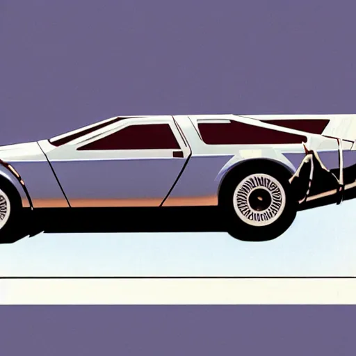 Miami Cool Original Outrun print with DeLorean – Chief Drawing