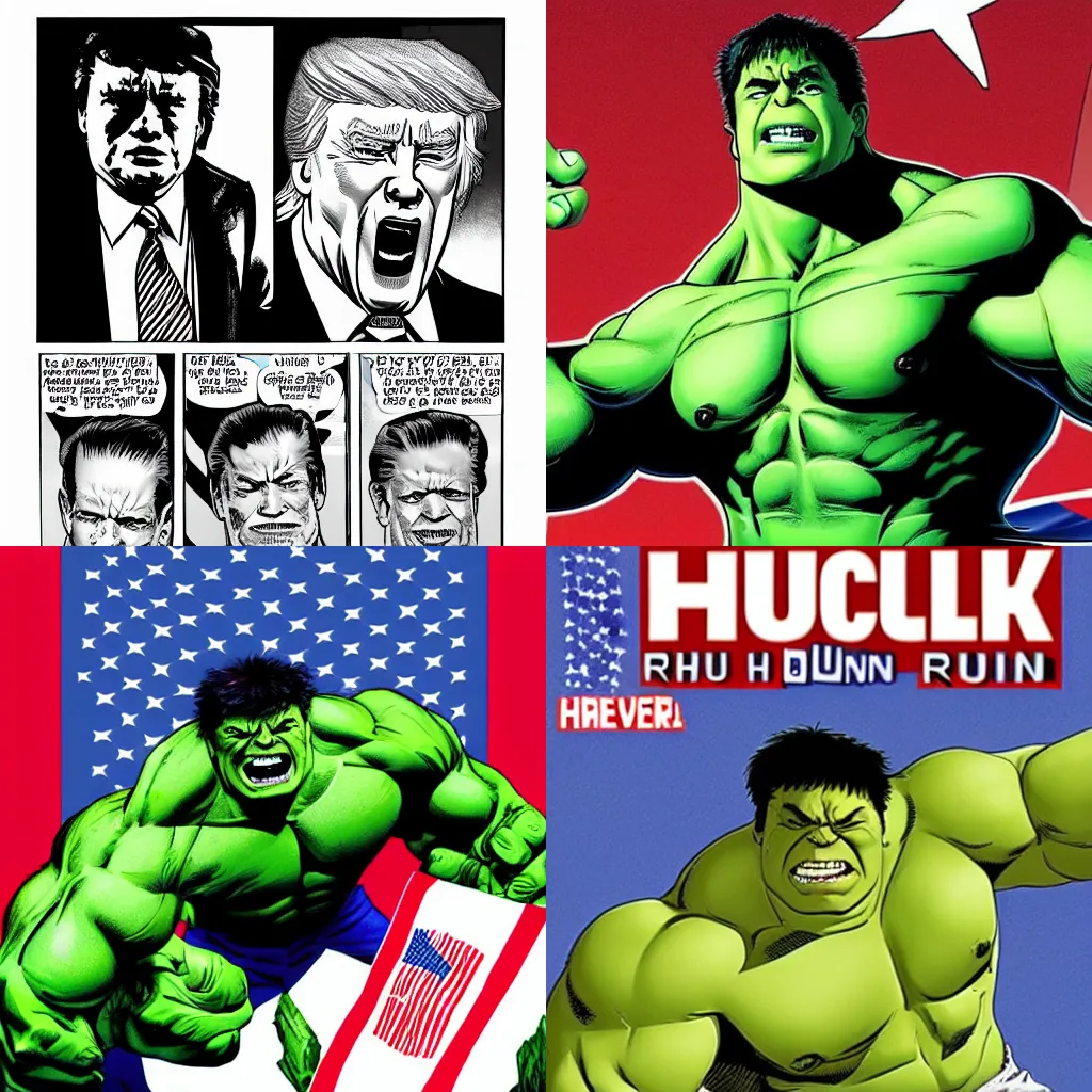 Prompt: hulk running for president of the united states 2024