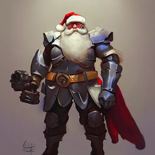 Image similar to greg manchess portrait painting of fully armored santa claus as overwatch character, medium shot, asymmetrical, profile picture, organic painting, sunny day, matte painting, bold shapes, hard edges, street art, trending on artstation, by huang guangjian and gil elvgren and sachin teng