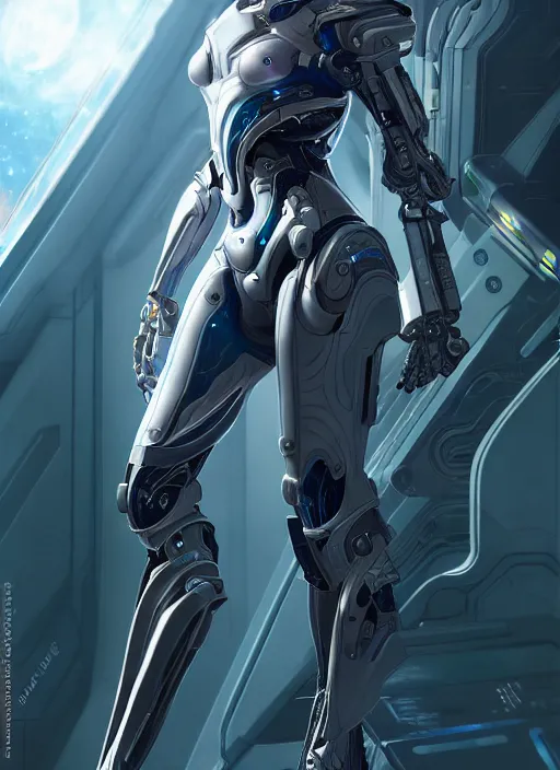 Image similar to photo of a cyborg girl on a space ship, warframe armor, scifi, professionally color graded, interesting angle, sharp focus, 8 k high definition, insanely detailed, intricate, innocent, art by stanley lau and artgerm