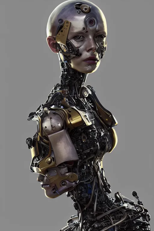 Image similar to portrait of a angry female robot, intricate, dystopian toy, sci - fi, extremely detailed, biopunk suit, digital painting, sculpted in zbrush, artstation, concept art, smooth, sharp focus, illustration, chiaroscuro lighting, golden ratio, incredible art by stanley artgerm lau and greg rutkowski and alphonse mucha and simon stalenhag