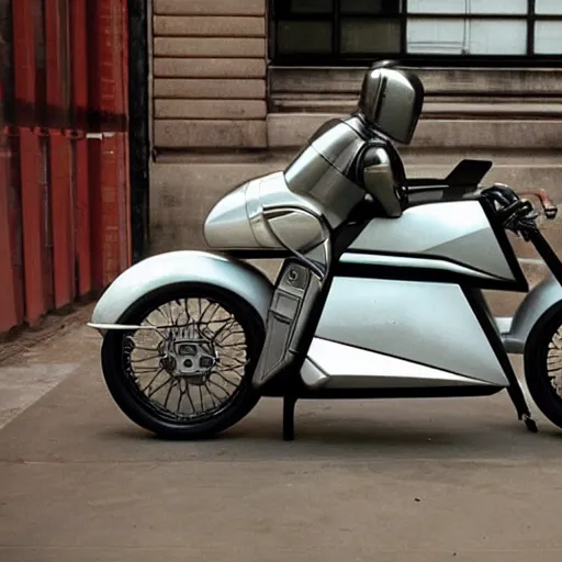 Prompt: high concept Honda motorbike for Uber delivery, futuristic, 1980, extremely detailed