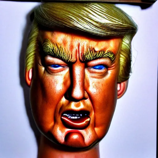 Image similar to cross - eyed redneck donald trump, highly detailed facial expression, 3 5 mm film