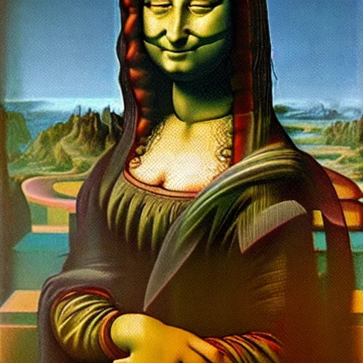 Image similar to the monalisa in the style of zdzisław beksiński