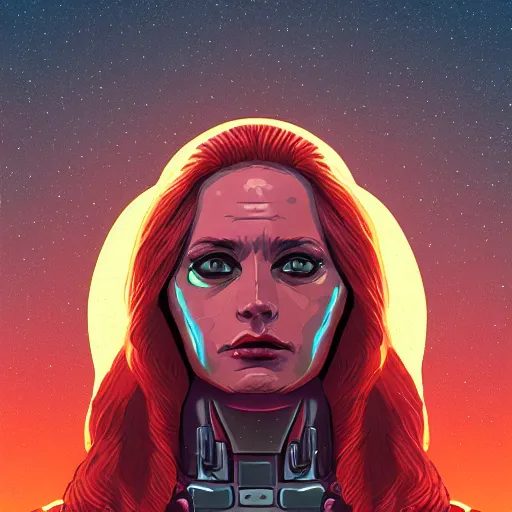Prompt: portrait of a female android, by Dan Mumford, 4k