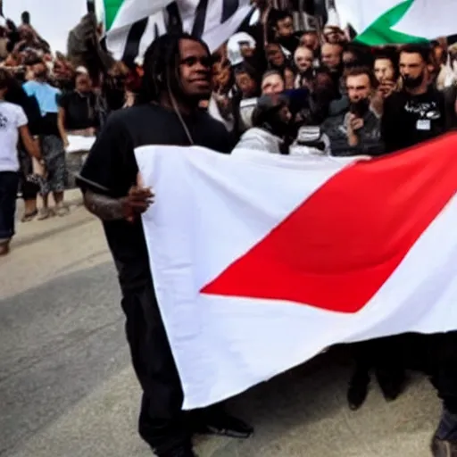 Image similar to chief keef holding a palestine flag 4 k quality super realistic
