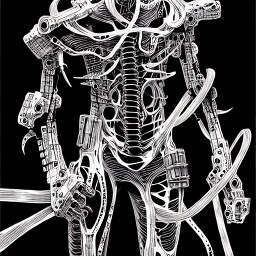 Image similar to cyborg by Tsutomu Nihei, highly detailed