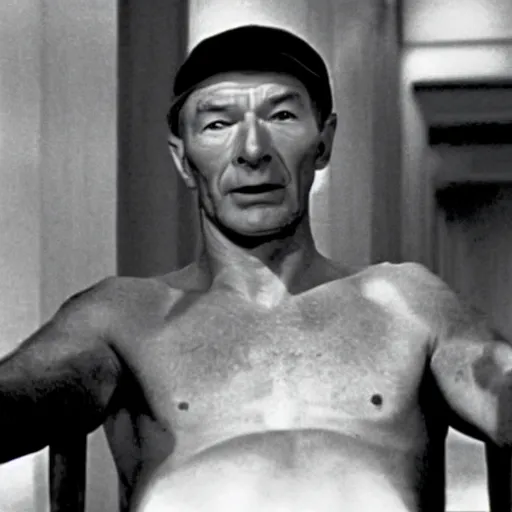 Prompt: film still of patrick stewart in the drama Samuel's Beckett's The Unnameable (1969)