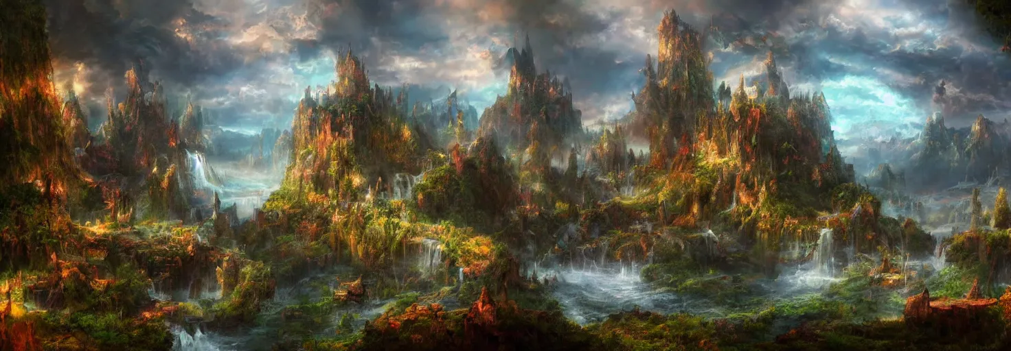 Image similar to photo of a fantasy landscape