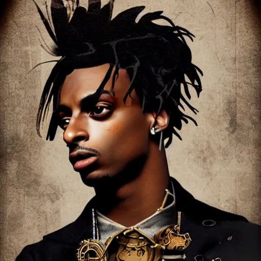 Image similar to playboi carti in steampunk style digital art 4 k the detailed super realistic