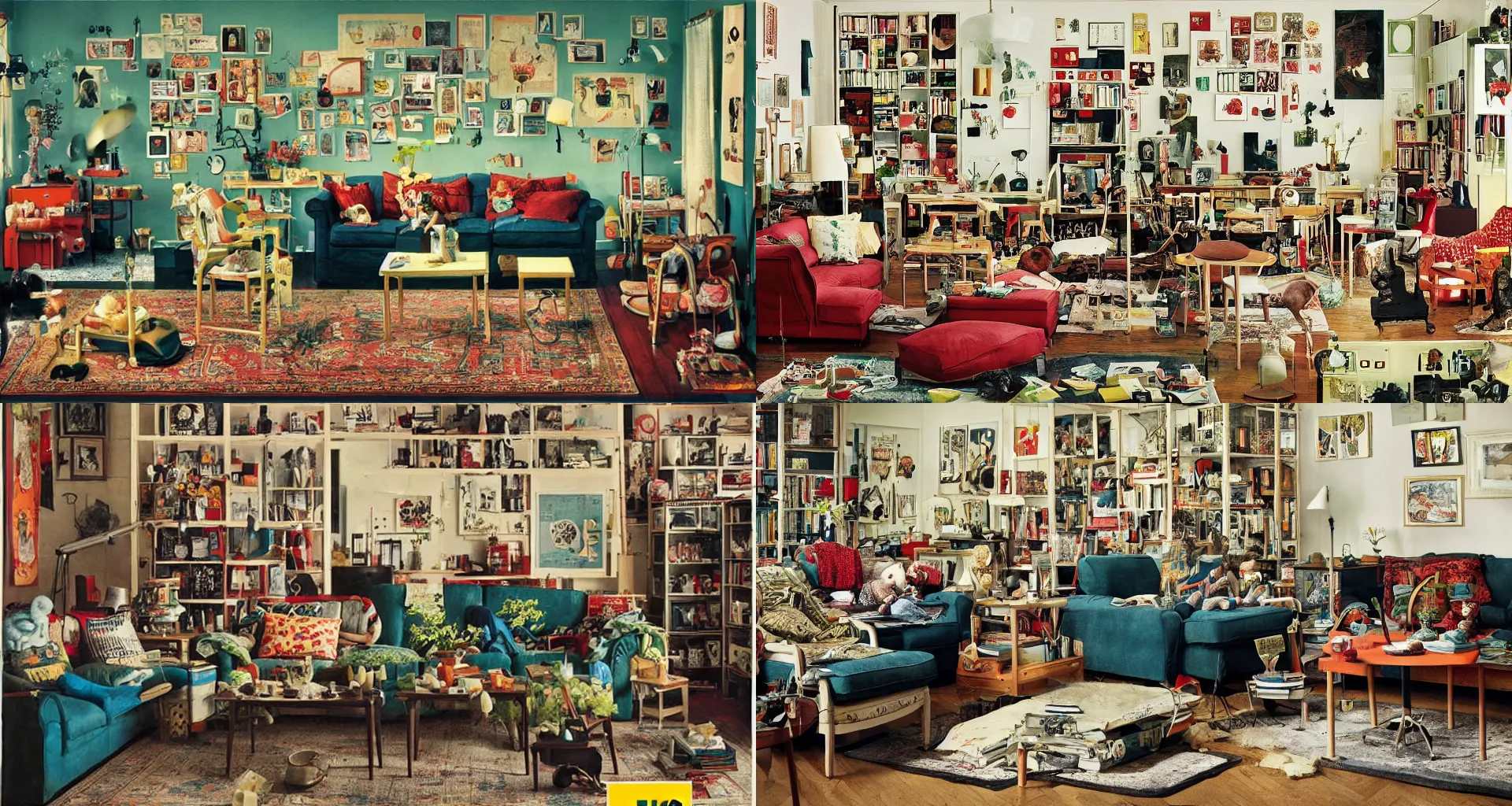 Prompt: IKEA catalogue photo of a living room, by Ravi Zupa