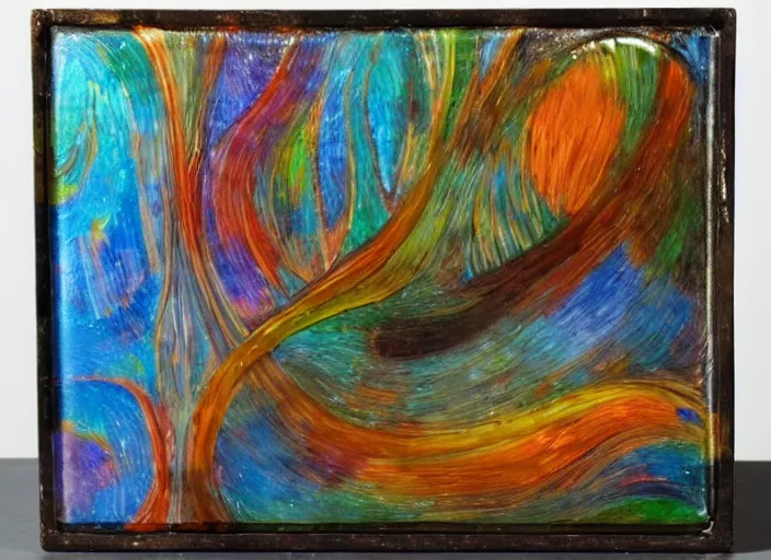 Prompt: oil painting of sold glass sculpture