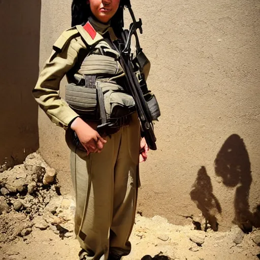Prompt: a female peshmerga, by Sam Weber