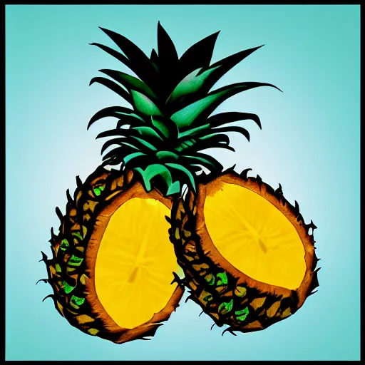 Image similar to a ripe luscious pineapple tattoo that's also edible, digital art