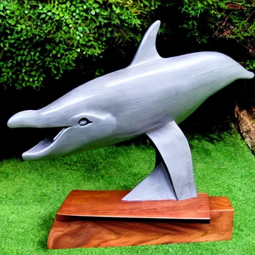 Prompt: wood sculpture of a dolphin