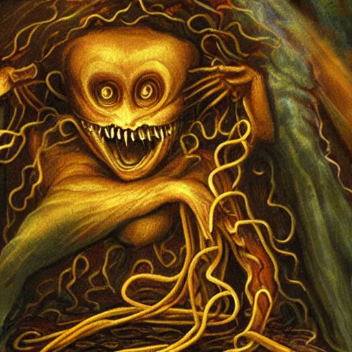 Image similar to the sphagetti monster, atheism god, scary