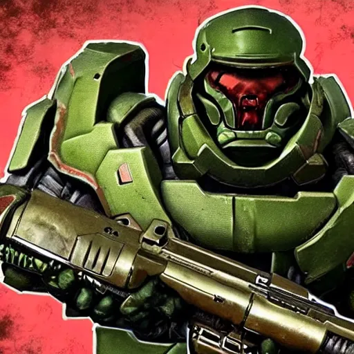 Image similar to doomguy from doom eternal