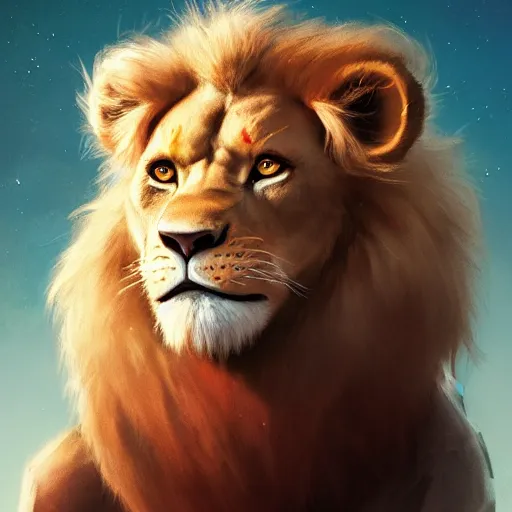 Image similar to portrait of lion king / doc brown!!!, disney animation, sharp, illustration, sharp, fanart, anime key art by greg rutkowski, bloom, dramatic lighting sharp focus, cinematic, artbook, smooth, centered