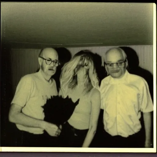 Image similar to a found polaroid photo of trash humpers in the backrooms