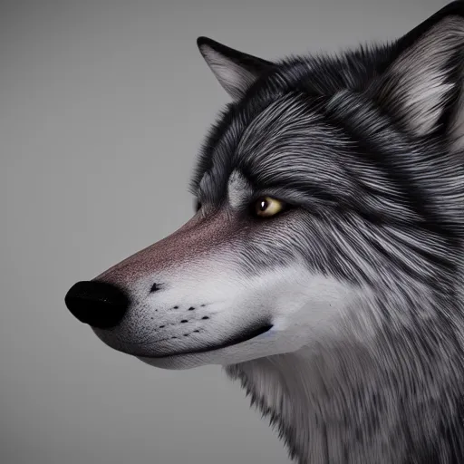 Prompt: hyperrealistic wolf rendered in unreal engine, 3d model turnaround, 4k