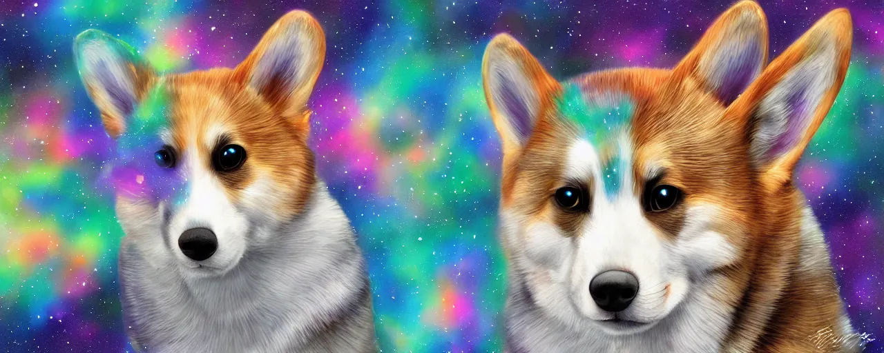 Image similar to galactic corgi, ultra realistic, digital art, concept art