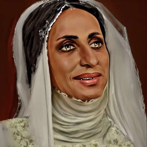 Prompt: ahmadinejad wearing a bride dress, photorealist, 4 k