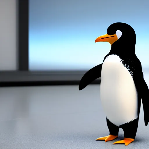 Image similar to a penguin in office outfit, octane render, 8 k, highly detailed,