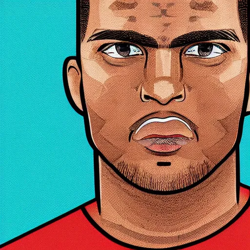 Image similar to portrait of a football player looking slightly Annoyed, illustration