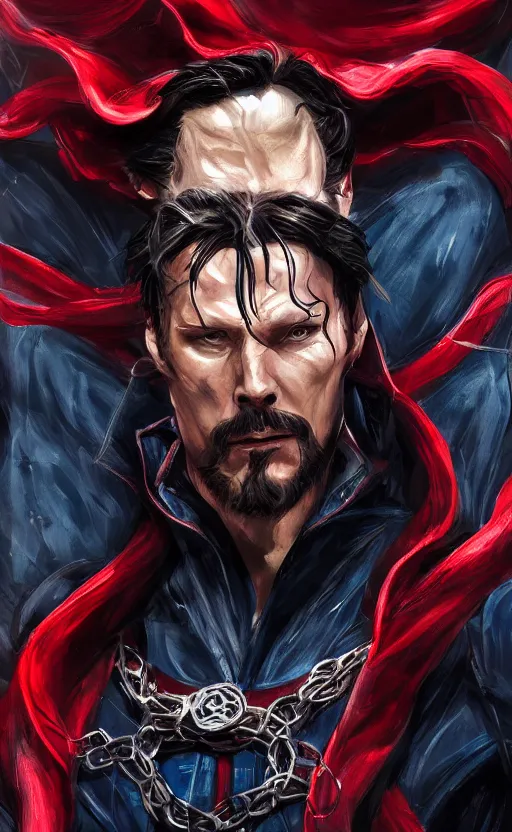 Image similar to venom as doctor strange, black and red suit, dynamic lighting, photorealistic fantasy concept art, trending on art station, stunning visuals, terrifying, creative, cinematic