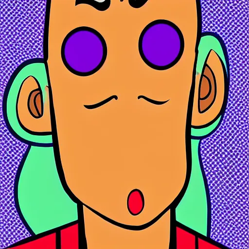 Image similar to handsome squidward portrait, realistic, pop art, vivid colors, face, nose, eyes