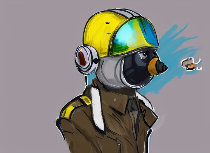 Image similar to budgie wearing a pilot helmet and pilot jacket giving a thumbs up to the viewer, digital painting, 8 k, trending on deviantart, trending on furaffinity, concept art.