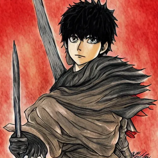 Image similar to yash as a character in berserk by kentaro miura