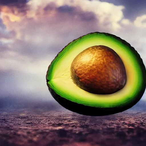 Prompt: a realistic avocado with jesus face on it, bizantine, hyperrealistic, extremely detailed, vivid, apocalyptic, volumetric illumination, 8 k, matte painting