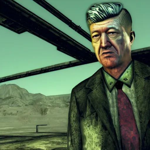 Image similar to david lynch in fallout new vegas