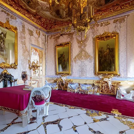 Prompt: rococo castle room melting