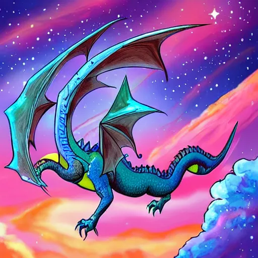 Prompt: a dream dragon in space, popular on artstyle