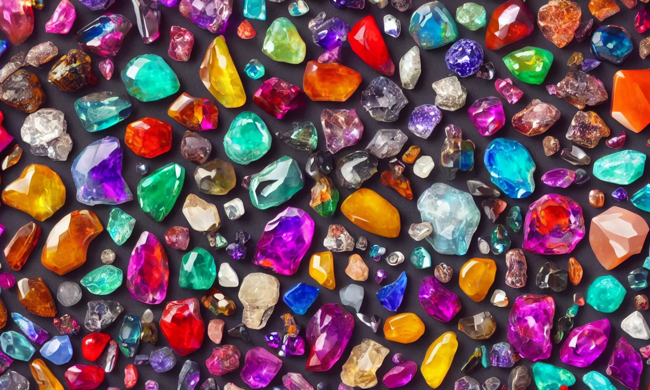 Prompt: material study, beautiful, colorful, strange exotic gemstones, skull shapes like, sharp focus, highly detailed, 4 k, cosmic background