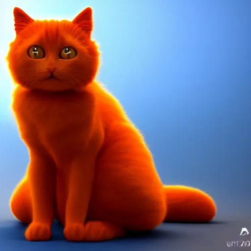 Prompt: A fuzzy orange cat sitting on planet earth, digital art, trending on artstation and unreal engine