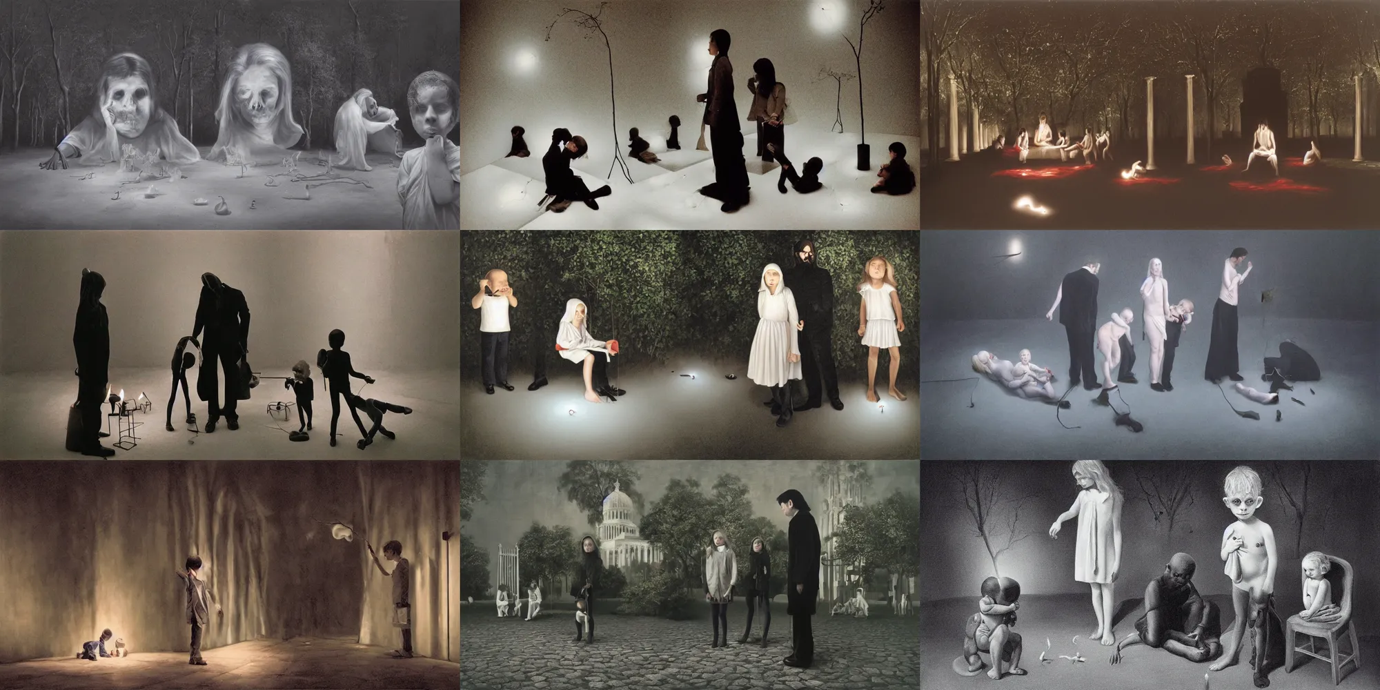 Prompt: midnight in the garden of good and evil, by gottfried helnwein