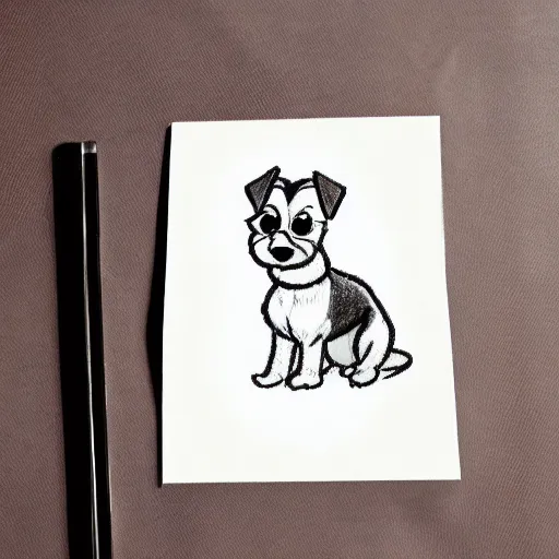 Image similar to milt kahl pencil sketch of happy mini schnauzer