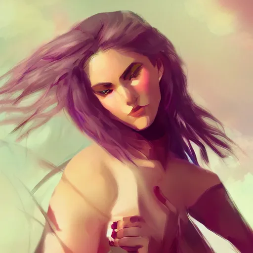 Image similar to A beautiful woman warrior, trending on artstation, soft focus, tempting, confident, alluring, seductive, attractive, beautiful, sensual, woman