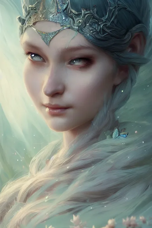 Image similar to fairy princess, highly detailed, d & d, fantasy, highly detailed, digital painting, trending on artstation, concept art, sharp focus, illustration, art by artgerm and greg rutkowski and fuji choko and viktoria gavrilenko and hoang lap